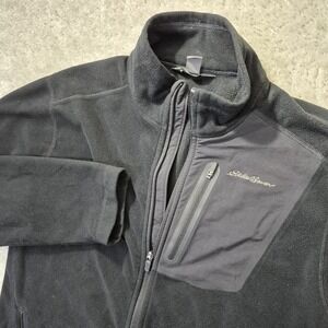 Eddie Bauer First Ascent Fleece Jacket Mens Medium Black Full Zip Outdoor Hiking